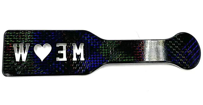FetishToyBox Dildos 3D Printed Spanking Paddle MEOW Black and Glow in the Dark