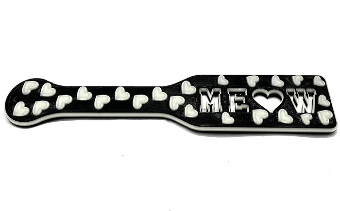 FetishToyBox Dildos 3D Printed Spanking Paddle MEOW Black and Glow in the Dark
