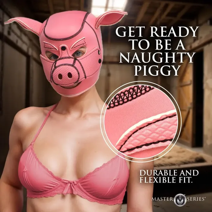 Couples Bondage Animal Mask Swine Pig Neoprene Hood BDSM Pet Master Series