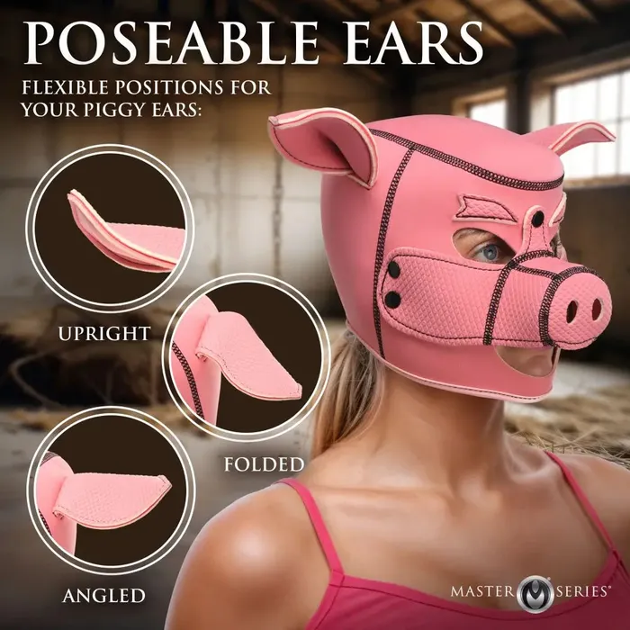 Couples Bondage Animal Mask Swine Pig Neoprene Hood BDSM Pet Master Series