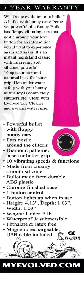Evolved Novelties Bunny Bullet Rechargeable Pink Vibrators Evolved Novelties Bunny Bullet Rechargeable Pink Vibrators