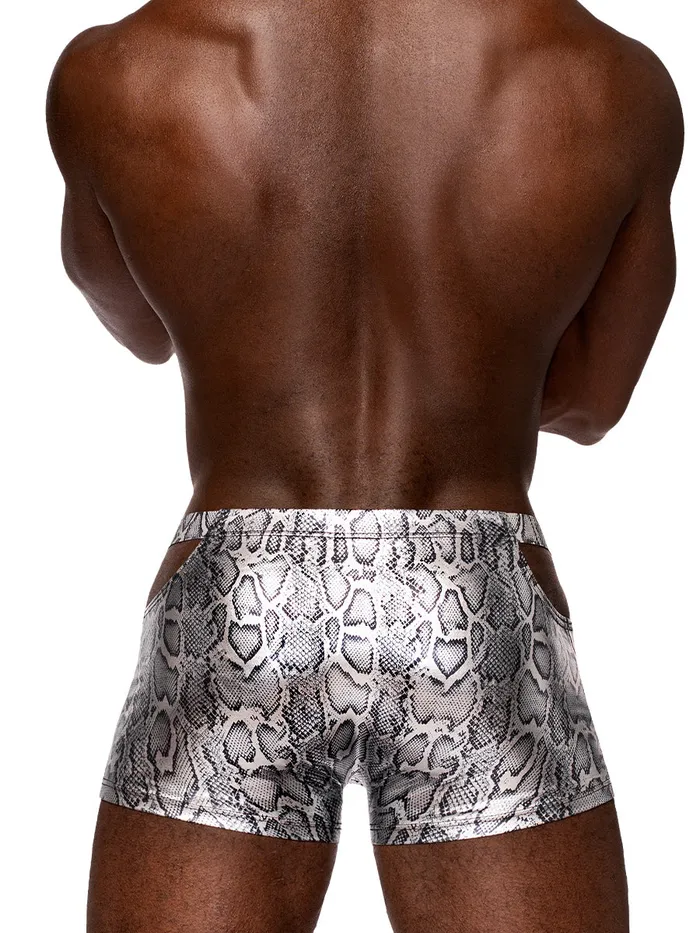 Anal snaked Pouch Short XLarge Silverblack Male Power Anal snaked Pouch Short XLarge Silverblack Male Power